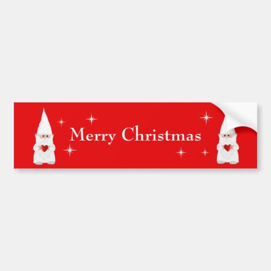 Kerstkabouters op rode bumpersticker (Voorkant)