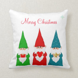 Kerstkabouters op wit kussen