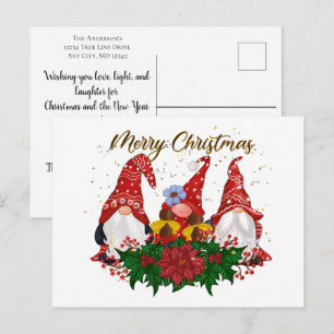 Kerstkabouters Poinsettia Trendy Kerstmis Briefkaart