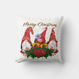 Kerstkabouters Poinsettia Whimsical Bos Kussen