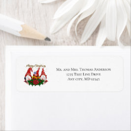 Kerstkabouters Poinsettia Whimsical Woodland Etiket