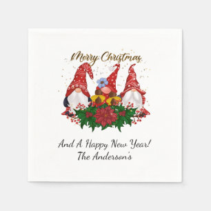 Kerstkabouters Poinsettia Whimsical Woodland Servet