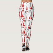 Kerstkabouters Rood Grijs Kerstpatroon Leggings (Achterkant)