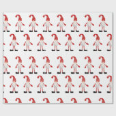 Kerstkabouters Rood Wit Grijs Streeppatroon Cadeaupapier (Vlak)
