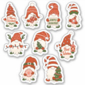 Kerstkabouters - set van 9 stickers (Voorkant)