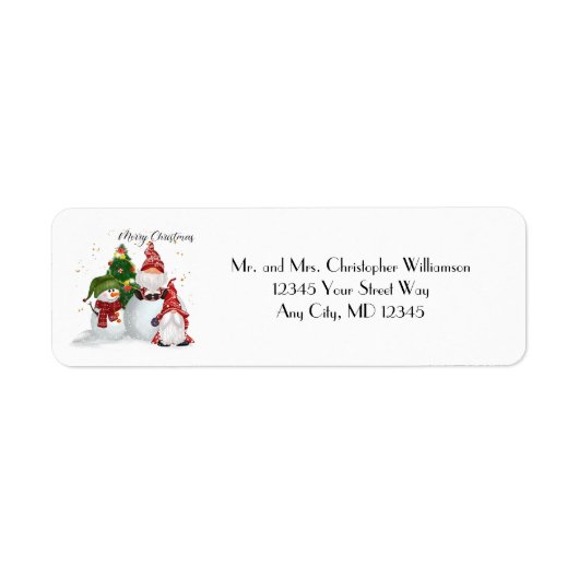 Kerstkabouters Sneeuwmannen Retouradres Etiket (Voorkant)