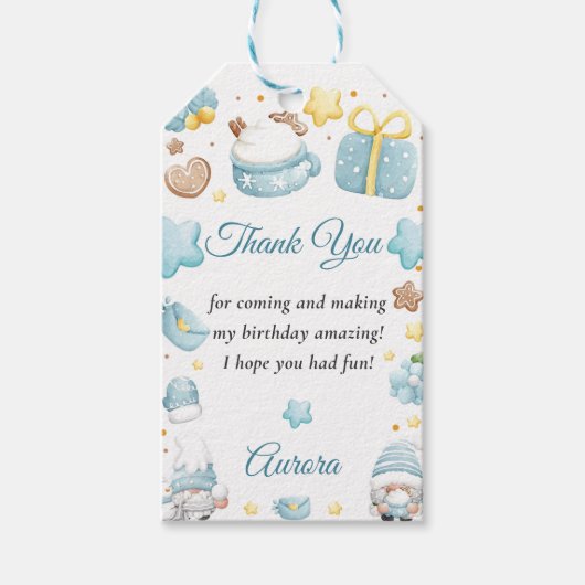 Kerstkabouters Verjaardagsfeestje Cadeaulabel (Voorkant)