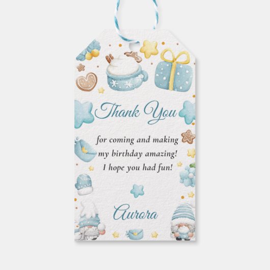 Kerstkabouters Verjaardagsfeestje Cadeaulabel (Achterkant)