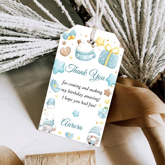 Kerstkabouters Verjaardagsfeestje Cadeaulabel