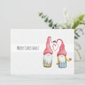 Kerstkabouters Verliefd Waterverf Handgeschilderd Kaart (Staand voorkant)