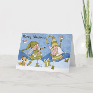 Kerstkabouters Vos Vogels Kerstkaart Kaart