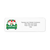 Kerstkabouters vrachtwagen retouradres etiket (Voorkant)