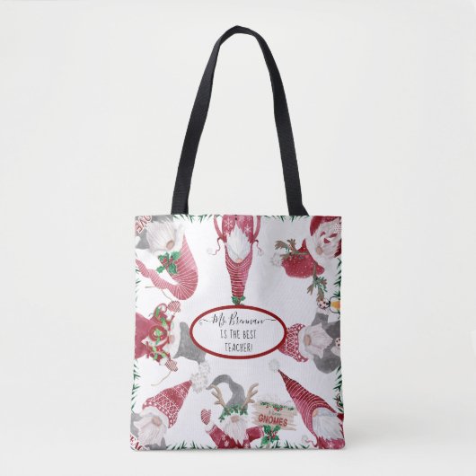 Kerstkabouters Whimsical Beste Leraar Naam Tote Bag (Voorkant)