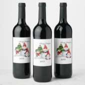 Kerstkabouters Wijn Etiket (Flessen)