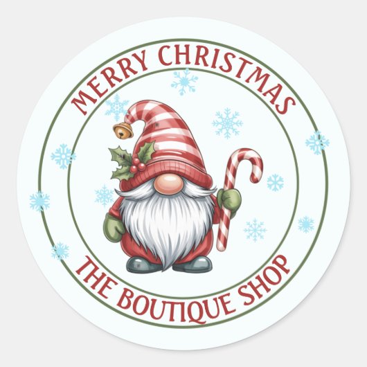 Kerstkaboutersticker | Bewerkbare tekstlabel Ronde Sticker (Voorkant)