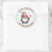 Kerstkaboutersticker | Bewerkbare tekstlabel Ronde Sticker (Tas)