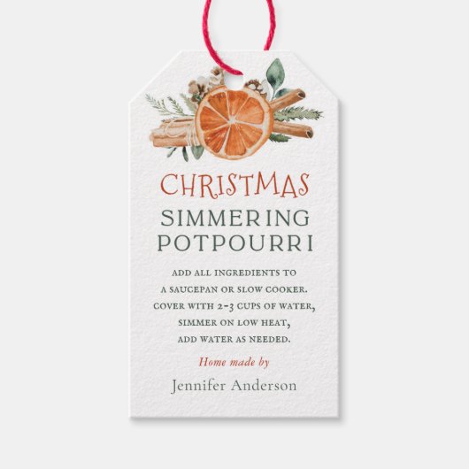Kerstkachel Simmering Potpourri Gift Label Cadeaulabel (Voorkant)