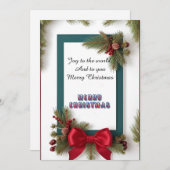 Kerstkader met dennentakken feestdagenkaart (Voorkant / Achterkant)