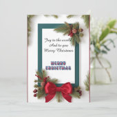 Kerstkader met dennentakken feestdagenkaart (Staand voorkant)