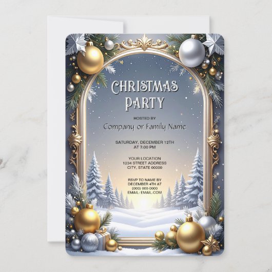 Kerstkader uitnodiging voor feest (Voorkant)