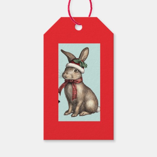 KERSTKADO KONIJN MET KERSTMUTS CADEAULABEL (Voorkant)