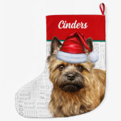 Kerstkairn Dog met naam Wof Background Grote Kerstsok (Achterkant)