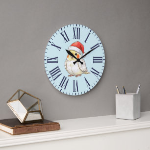 Kerstkakadue met kerstmuts grote klok