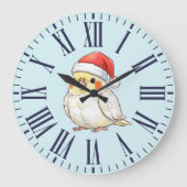 Kerstkakadue met kerstmuts grote klok (Voorkant)