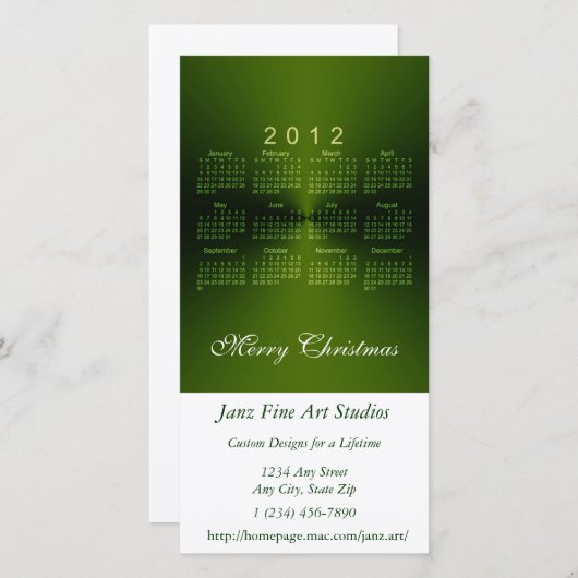 Kerstkalender 2012 feestdagenkaart (Voorkant / Achterkant)