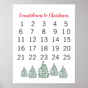 Kerstkalender Aftellen tot Kerstmis Poster