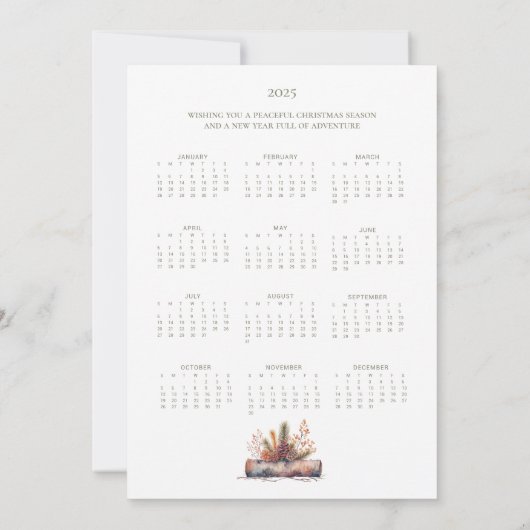 Kerstkalender van Rustic Woodland Feestdagenkaart (Achterkant)