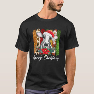 Kerstkalf Sinterklaas Hoed Kerstverlichting Koe T-shirt