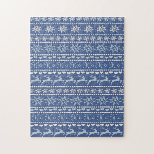 Kerstkalk blauw rendiertje legpuzzel (Verticaal)