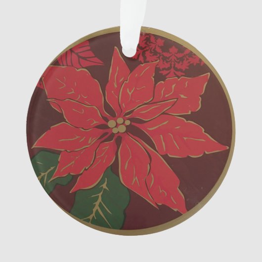 Kerstkalk Poinsettia Acrylversiering Ornament (voorkant)