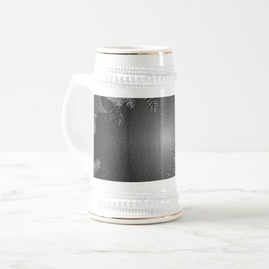 Kerstkalk zwart-wit en grijs IV Bierpul (Voorkant links)