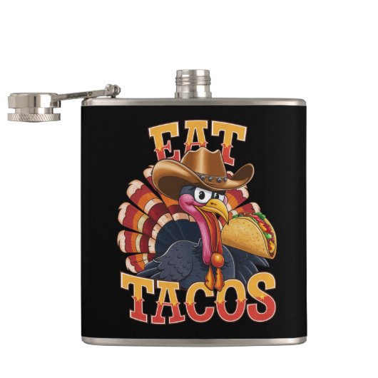 Kerstkalkoen Eet Tacos Grappige Mexicaan Heupfles (Geopend)