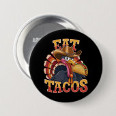 Kerstkalkoen Eet Tacos Grappige Mexicaan Ronde Button 7,6 Cm (Voorkant /achterkant)