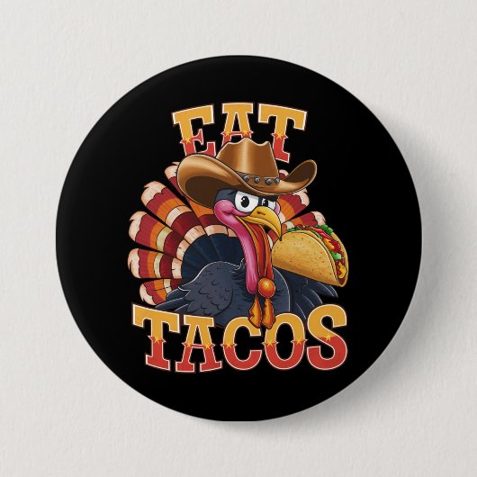 Kerstkalkoen Eet Tacos Grappige Mexicaan Ronde Button 7,6 Cm (Voorkant)