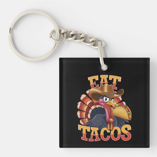 Kerstkalkoen Eet Tacos Grappige Mexicaan Sleutelhanger (Voorkant)