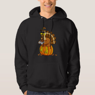 Kerstkalkoen Gamer Pompoen Jongens Kinderen Tiener Hoodie