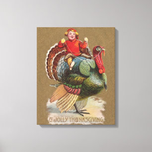 Kerstkalkoen Grappige Vintage Groeten Canvas Afdruk