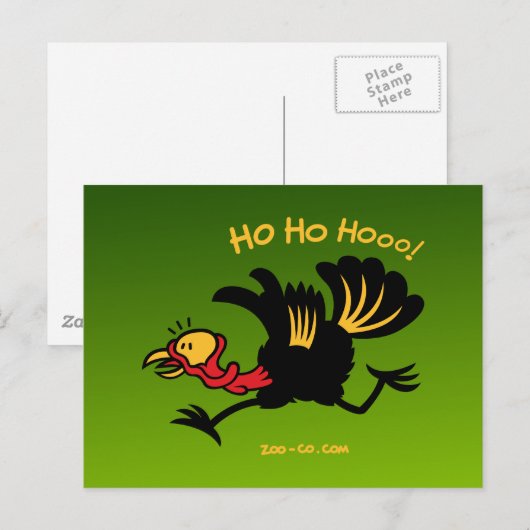 Kerstkalkoen loopt weg! feestdagenkaart (Voorkant / Achterkant)