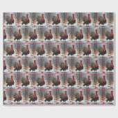 Kerstkalkoen met rode sjaal cadeaupapier (Vlak)