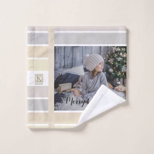 Kerstkalligrafie Winterkleurenpalet Foto Washandje (Wasdoekje)