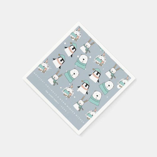 kerstkalveren Cartoon-stijl aangepast Servet (Hoek)