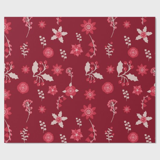 Kerstkalveren en kersen cadeaupapier (Vlak)