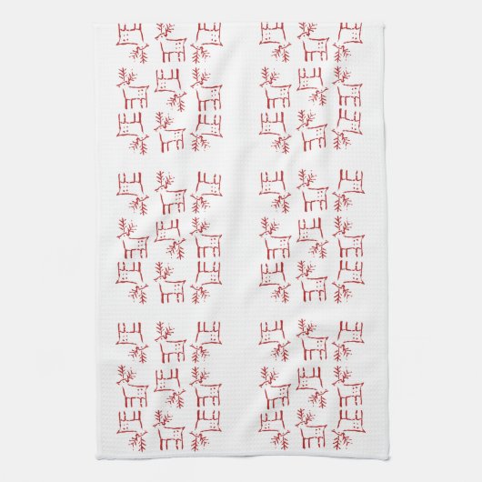 Kerstkalveren Theedoek (Verticaal)