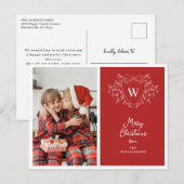 Kerstkam feestelijke rood-witte foto feestdagenkaart (Voorkant / Achterkant)