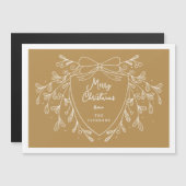 Kerstkam goud witte lijn kunst maretak magnetische uitnodiging (Voorkant / Achterkant)