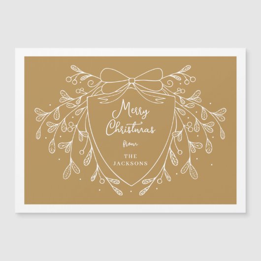 Kerstkam goud witte lijn kunst maretak magnetische uitnodiging (Voorkant)